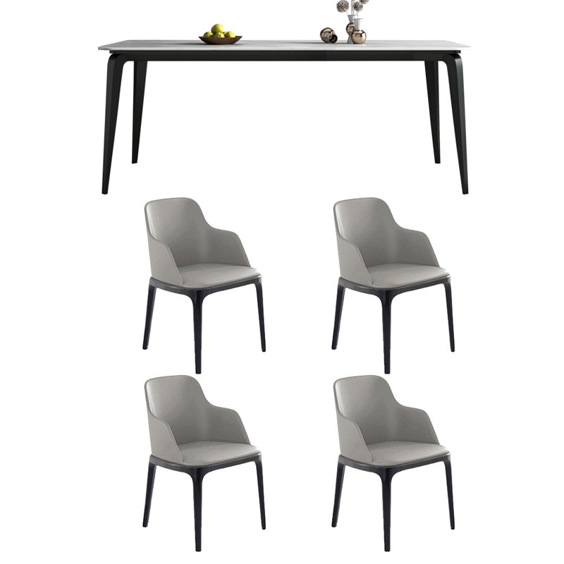 Superior rock plate dining table and chair set, 29.52"H x 55.11"L x 31.49"W