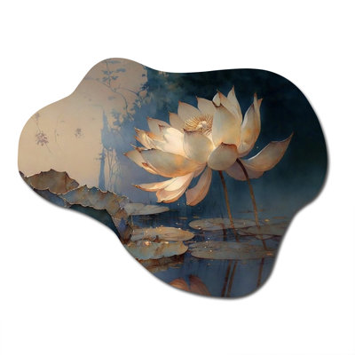 Art mural blanc asymétrique en forme de lotus