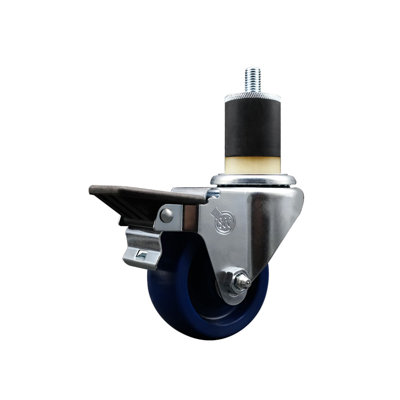 3 Inch Solid Poly Swivel 1-7/8 Inch Expanding Stem Caster with Brake SCC