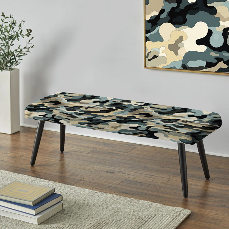 Industrial Fusion - Camouflage Upholstered Black Bench