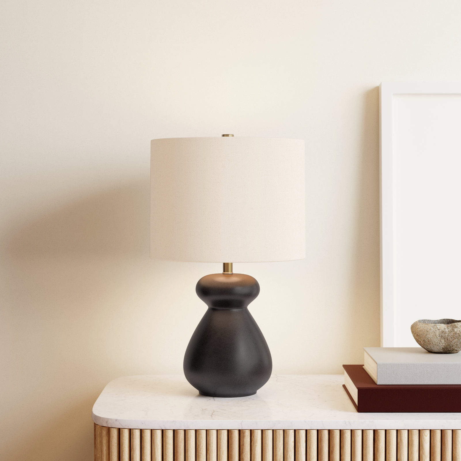 Durness Ceramic Table Lamp, Black