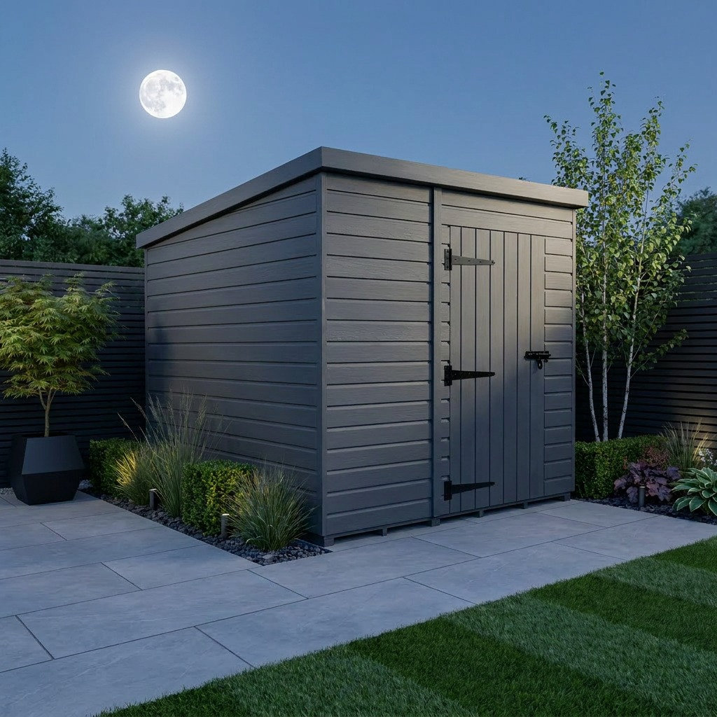 Total Sheds 9ft x 9ft Composite Pent Garden Shed - Single Door - No Windows - EPDM Rubber Roof - UK Manufactured