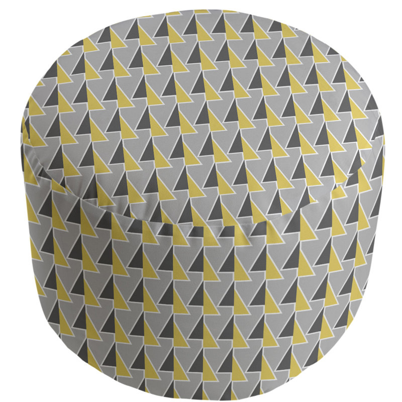 Upholstered Pouf, Yellow