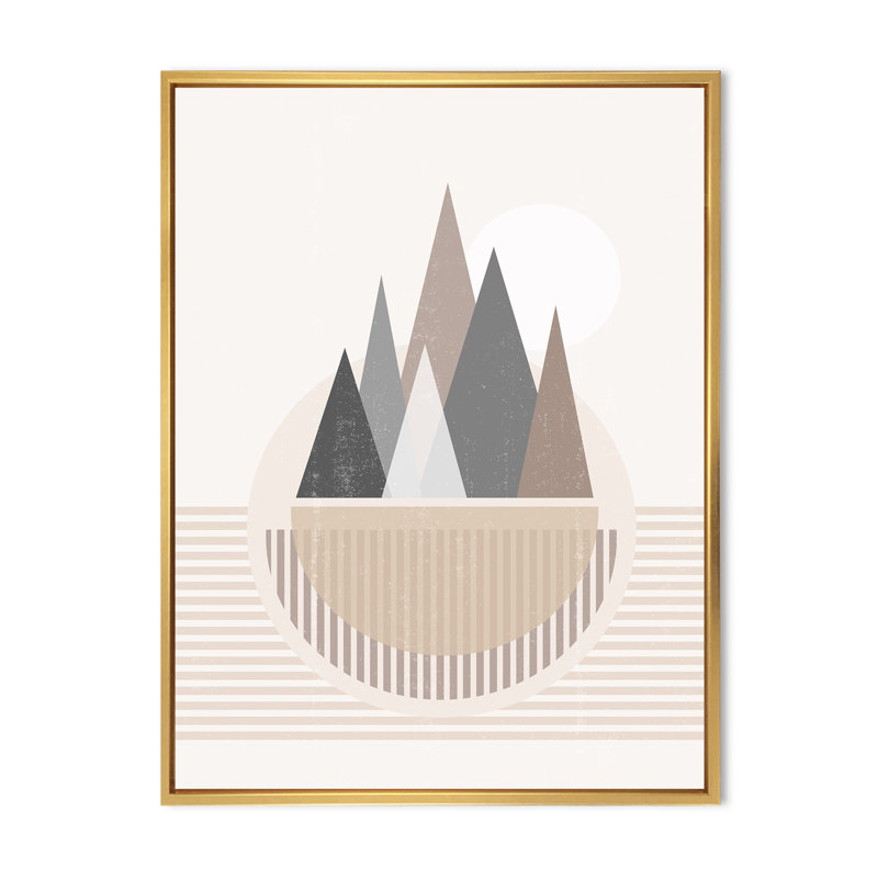 Abstrait soleil et lune dans les montagnes III - Photographie à cadre flottant sur toile, Encadrement doré