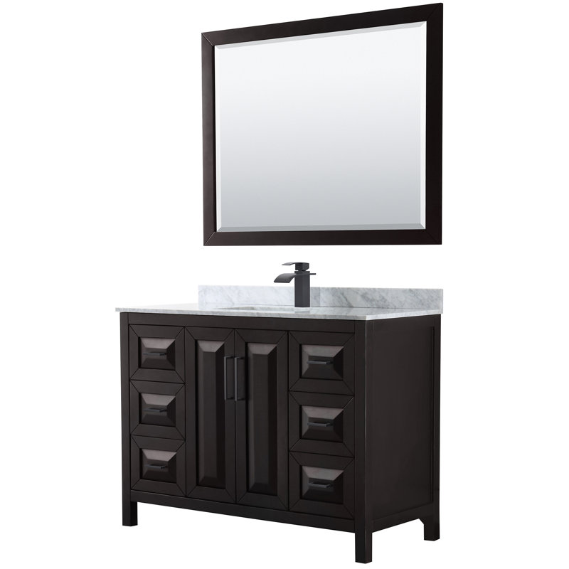 Daria 48'' Single Bathroom Vanity with Marble Top, Dark Espresso, Matte Black