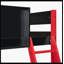 Full Size Wood Loft Bed with Desk, Ample Storage Space and Light, Red-1576892610
