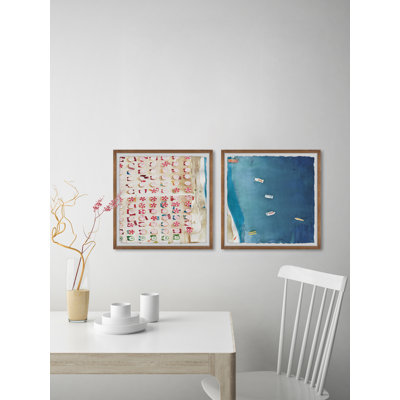 Packed Beach III - Ensemble de 2 reproductions d'art sur papier encadrées