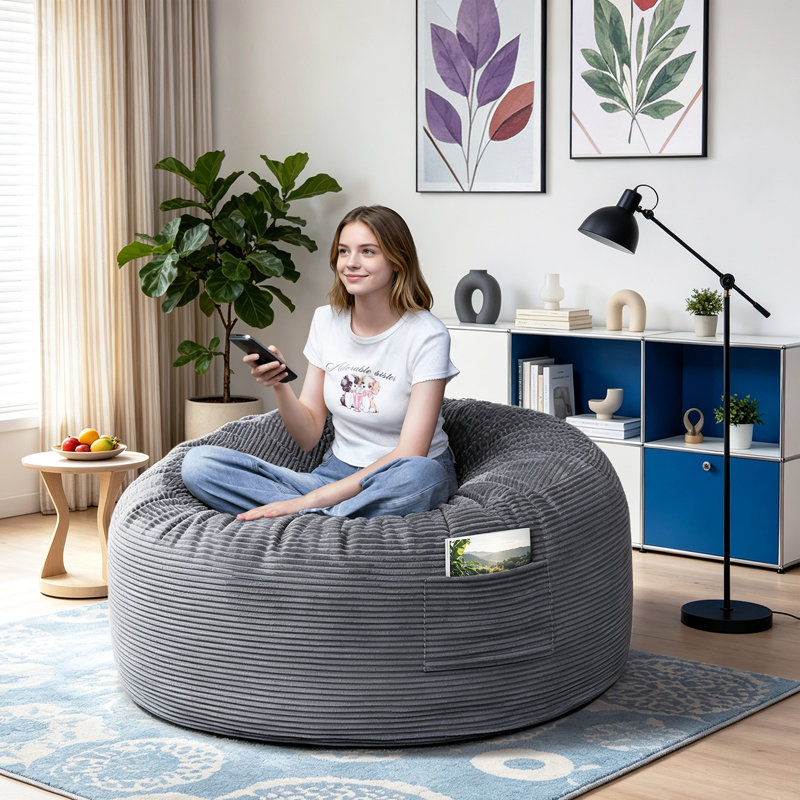 Fauteuil à billes en velours côtelé Giant
