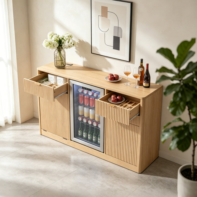 Armoire-bar 59 po avec buffet 59 po, Naturel