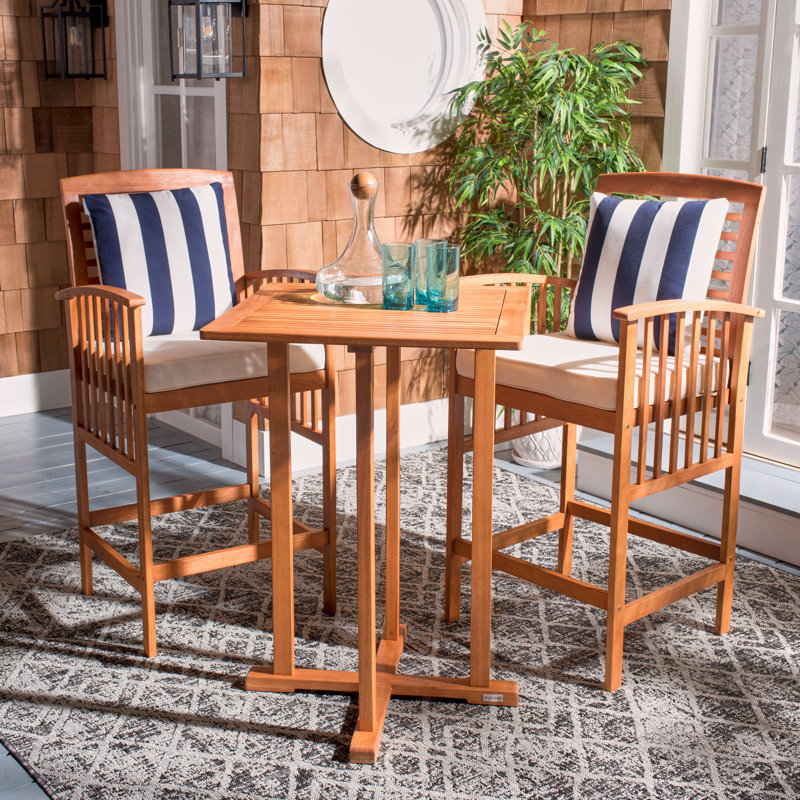 Eastford 2 - Person Wood Patio Dining Set with Square Table , Cushions Included, Natural