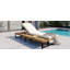 Chaise longue d'extérieur avec dossier réglable à 5 positions, fauteuil inclinable avec coussin, chaise longue avec table d'appoint en bois, structure robuste pour la piscine, le jardin et la cour-1522738162