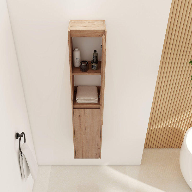 Armoire latérale de salle de bain 12 po, portes à fermeture douce, conception à fixation flottante