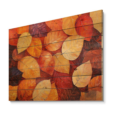 Feuilles d'automne au Canada I - reproduction traditionnelle en bois orange sur bois de pin naturel