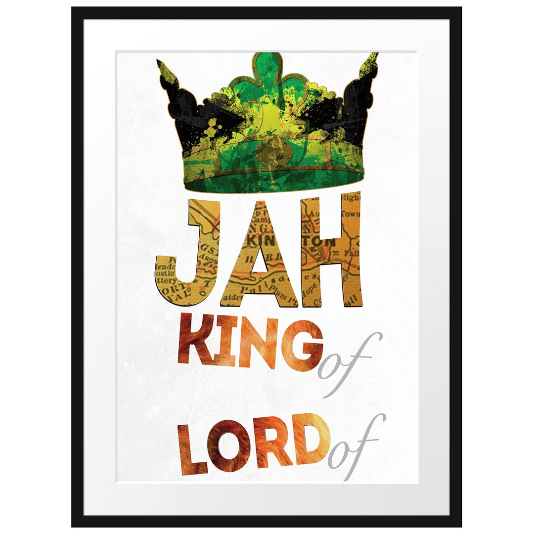 Gerahmtes Poster Jah King White