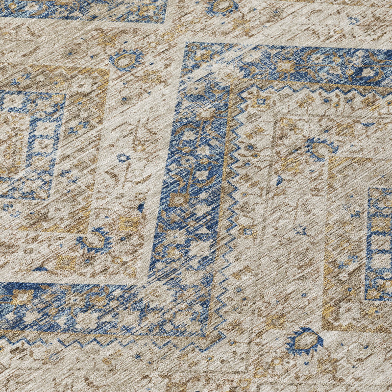Machine Washable Indoor/Outdoor Chantille ACN2699 Tribal Rug, 1'8" x 2'6", Beige