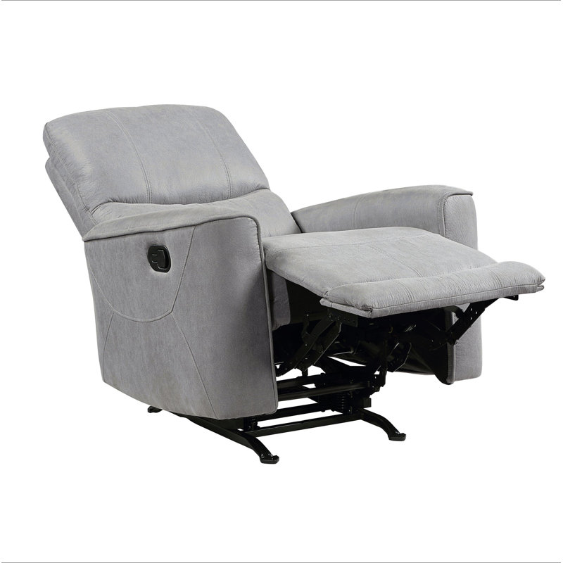 Chaise berçante inclinable de style moderne et transitionnel en microfibre polie grise polie 1 pièce