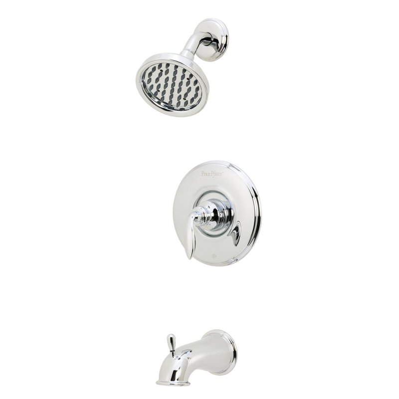 Polished Chrome Wall Mounted Tub and Shower Faucet Set