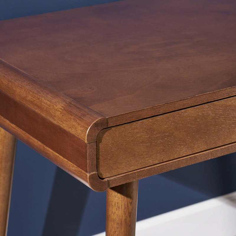 Bureau d'écriture Mid-Century à 2 tiroirs, Brun moyen