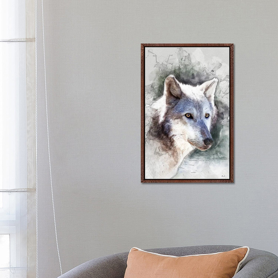 Grauer Wolf von Rob Francis - Galerie-verpackte Leinwand Giclée auf Leinwand