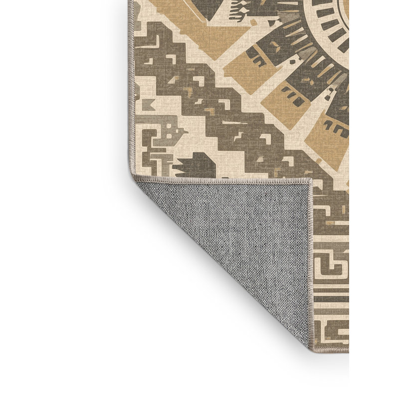 Tapis gris lavable à la machine à motif d'inspiration bloc Roslindale, 2 x 5