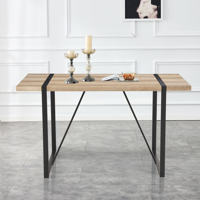 Table de salle à manger rustique industrielle en bois pour 4 à 6 personnes (table seulement)