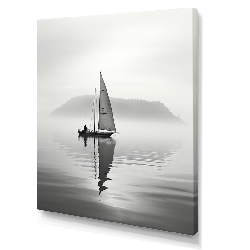 " Sailboat Simplicity At Lake ", 32" H x 16" W x 1" D, Wrapped Canvas