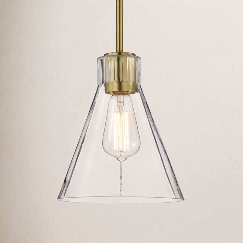 Anine Gianna - 1 Light Pendant  - Clear Glass, Vintage Brass, 9.5" H x 8" W x 8" D