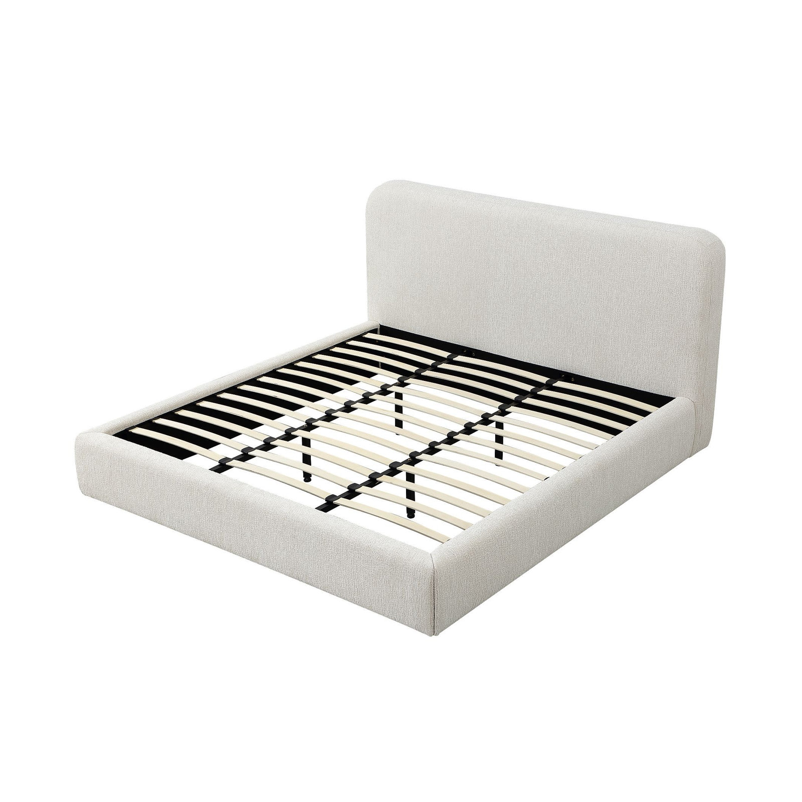 Nori Upholstered Platform Bed, King, Whitewashed