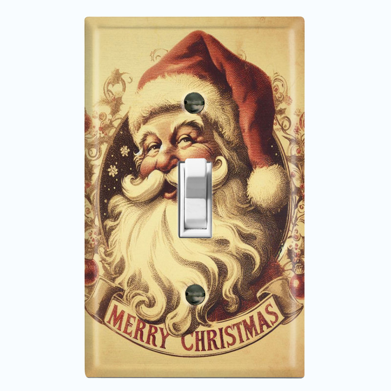 Plaque murale standard Merry Christmas Santa Claus Biege