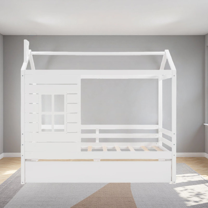 Lit simple en bois avec lit gigogne simple