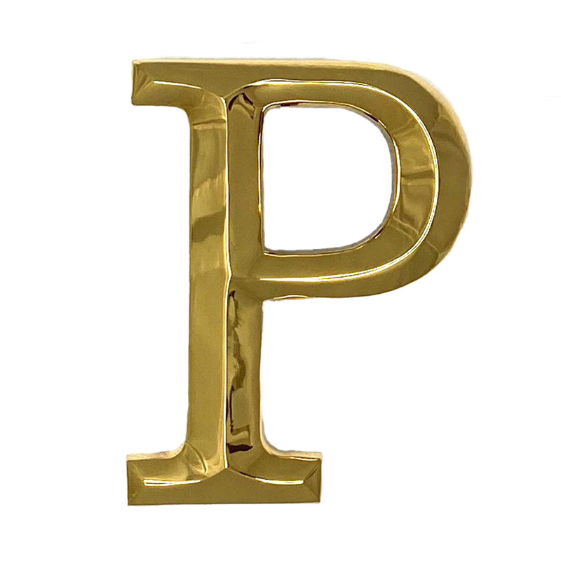 Heurtoir de porte lettre monogramme, Laiton, P