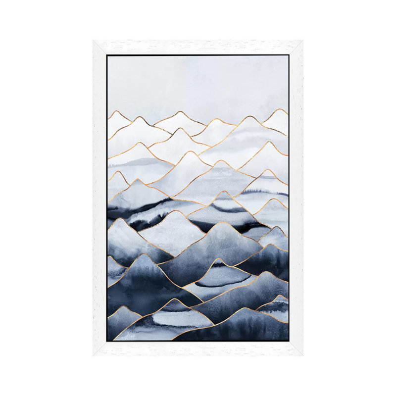 Mountains I by Elisabeth Fredriksson - Print on Canvas, 66.04 cm H x 45.72 cm W x 3.175 cm D, White Framed