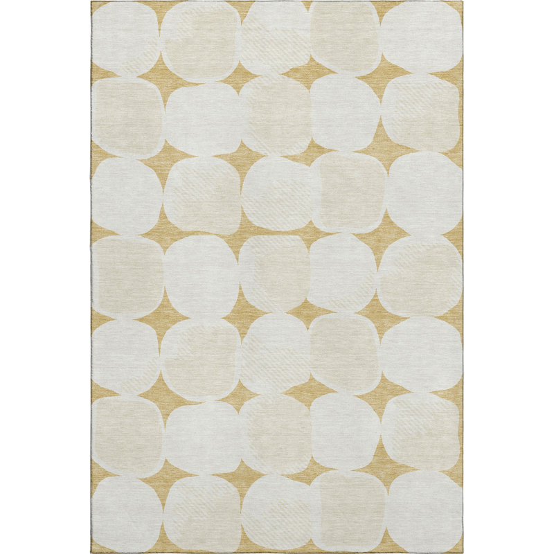 Premium Machine Washable Prisco Gold Rug, Rectangle 9' x 12'