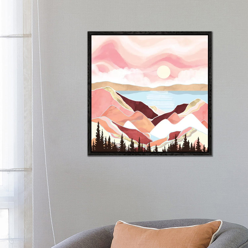 Autumn Lake Sunrise - Print on Canvas, Black Framed, 66.04 cm H x 66.04 cm W