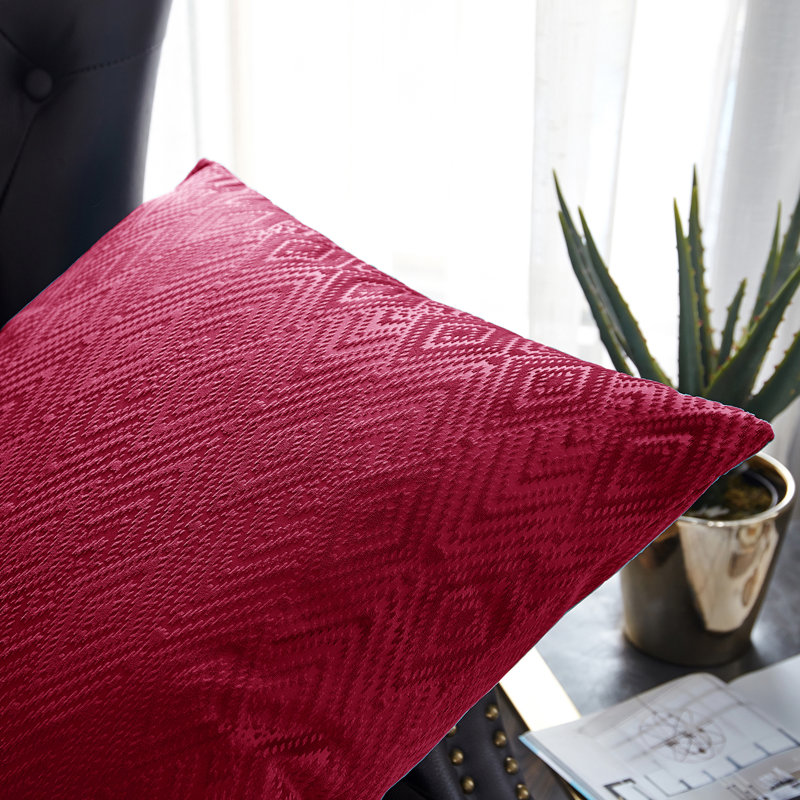 Housse de coussin carrée en velours ikat, Grenat