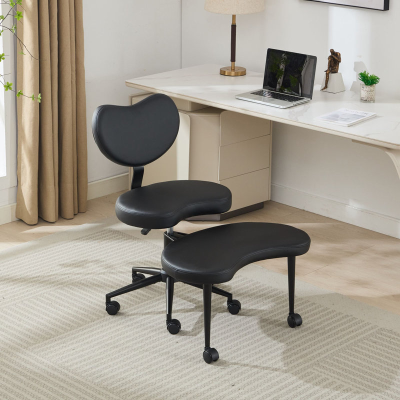 Chaise de méditation en polyuréthane avec roues, support lombaire et repose-pieds Moshay