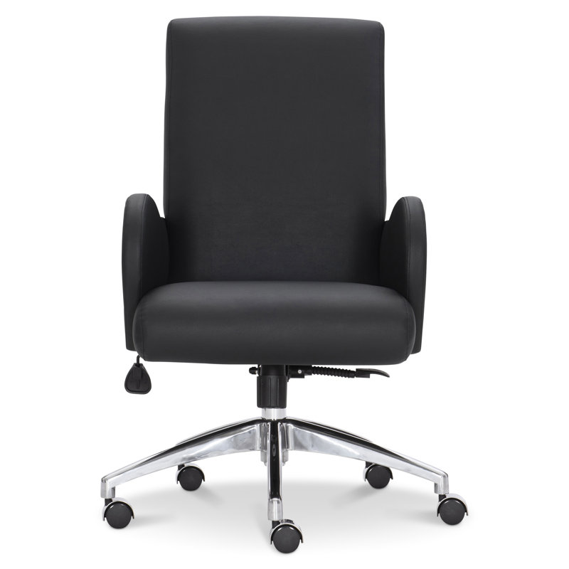 Black High Back Swivel Task Chair with Vinyl Upholstery