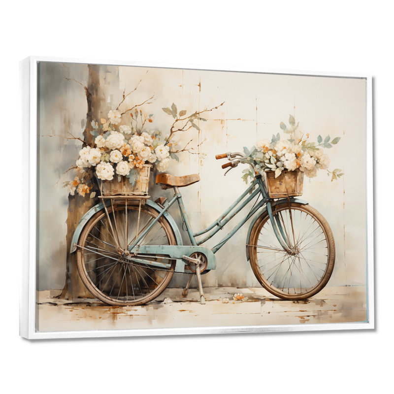 Vélo tranquille, pédalant II - art mural encadré, Reproduction avec cadre flottant, H 24 po x l 32 po, Blanc