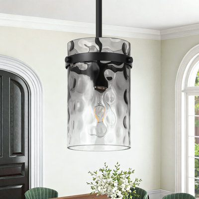 1-Light 5.9"W Gradient Water Glass Pendant Light, Modern Kitchen Island Hanging Light