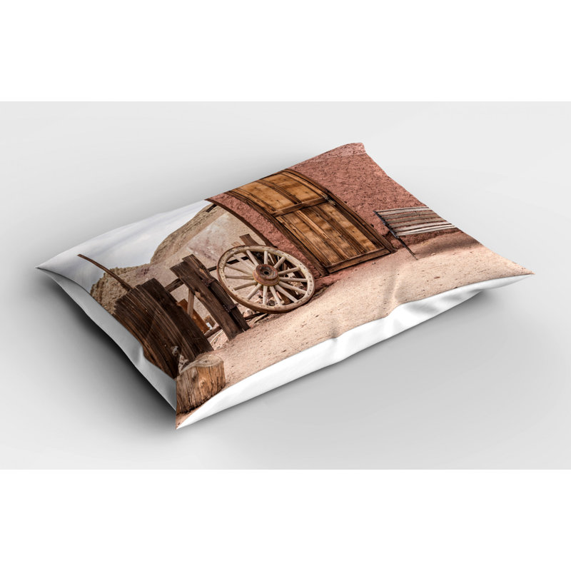 Rustic Wagon Wheel and Doorway King Pillow Sham