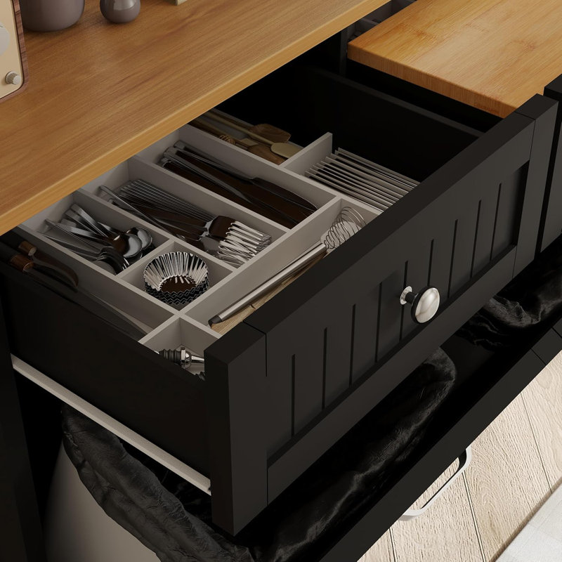Poubelle en bois manufacturé - 30 gallons, Noir