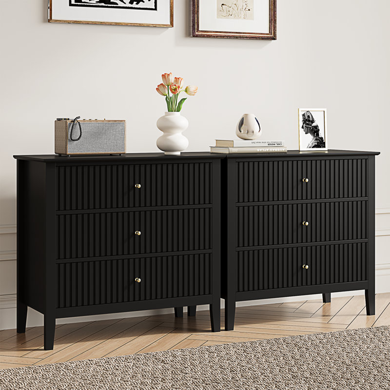 3 Drawer, Black
