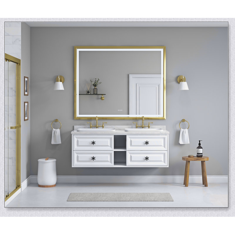 Miroir de salle de bain lumineux à DEL à haute luminosité avec anti-buée et commandes séparées, parfait pour les salles de bain et les chambres modernes