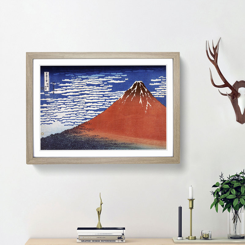 South Wind Clear Sky by Katsushika Hokusai - Picture Frame Painting Print, 48cm H x 65cm W x 2cm D, Oak Framed