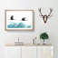 A Couple of Crane Birds Flying in Abstract - Picture Frame Painting Print on MDF-55629524-55629528