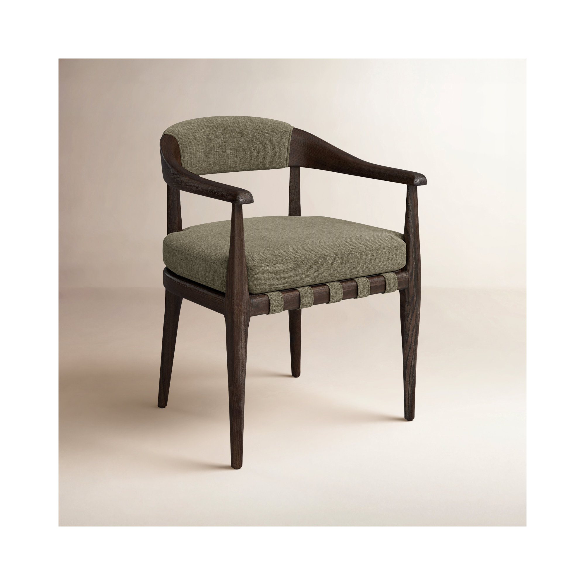 Clendon Dining Chair-Sonoma Chestnut, Laken Stone Linen
