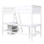 Lit mezzanine simple blanc avec bureau et tablettes. Bois manufacturé. Maximisez le potentiel de votre chambre à coucher. Pas de sommier pratique. Fabriqué à partir de pin pour une efficacité accrue. Base-1584497555