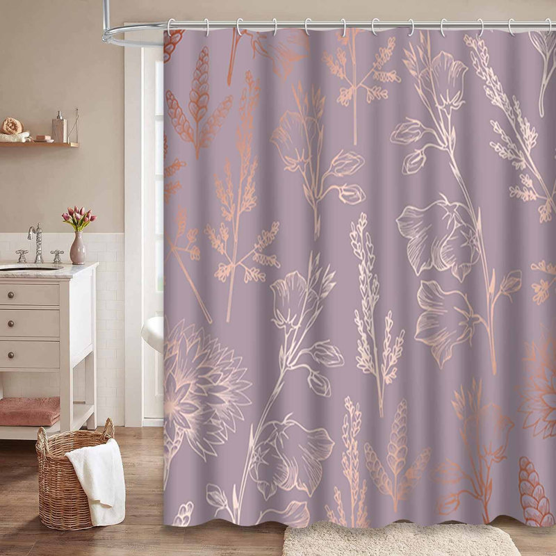 Rideau de douche rose avec 12 crochets, L 72 po x l 72 po
