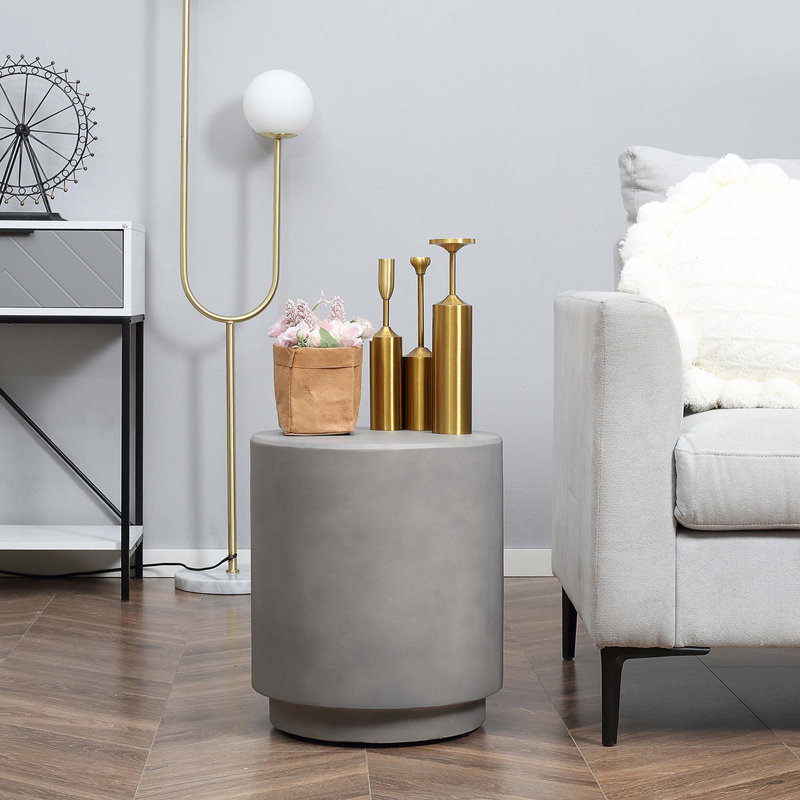 Table d'appoint ronde avec 4 pieds réglables, Gris