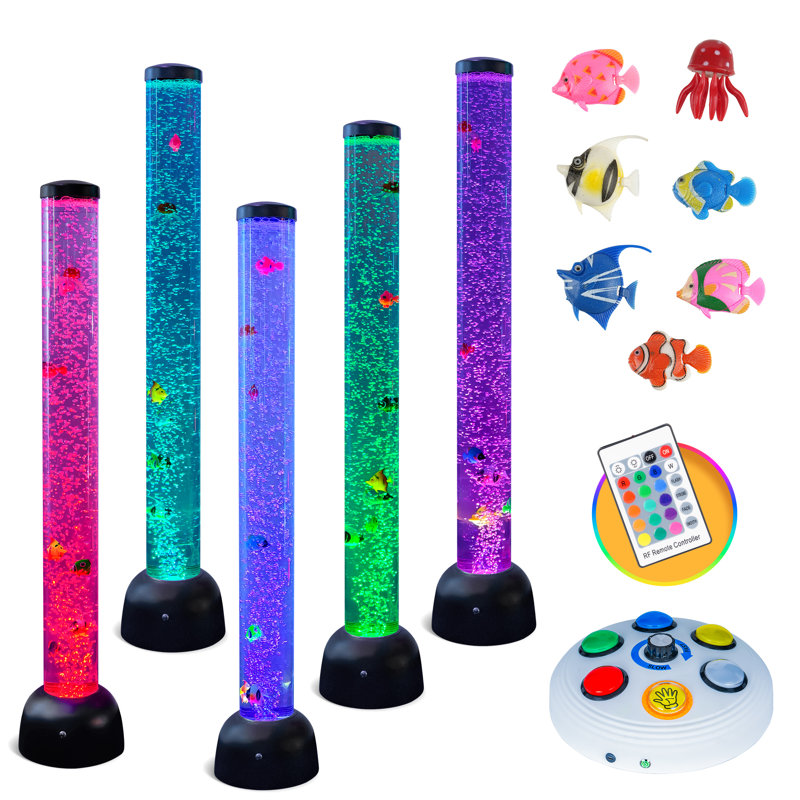 Lampe tubulaire à poisson de 3,3 pieds, compatible avec le contrôleur rond, changement de 7 couleurs à DEL avec poisson en plastique flottant et télécommande